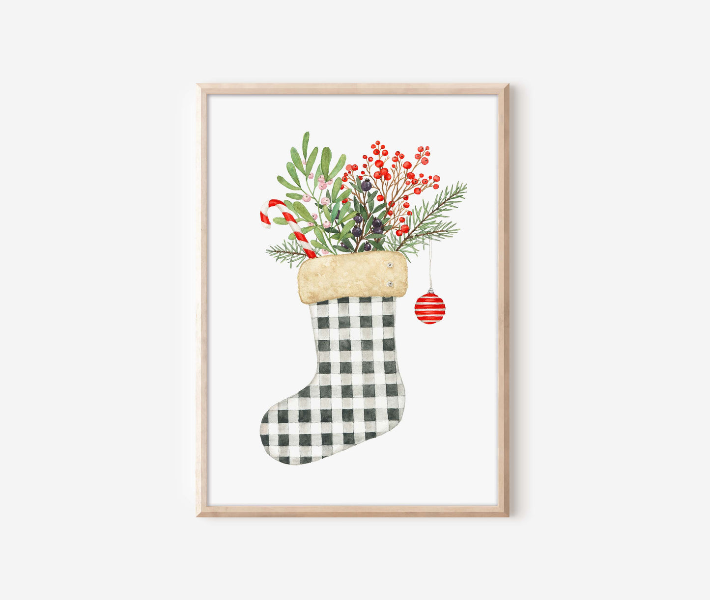 a christmas stocking with a plant in it