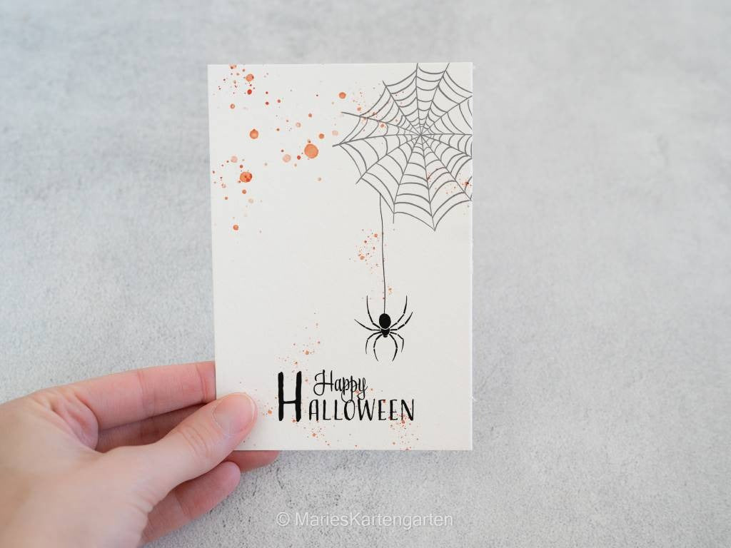 Postkarte - Happy Halloween Spinne