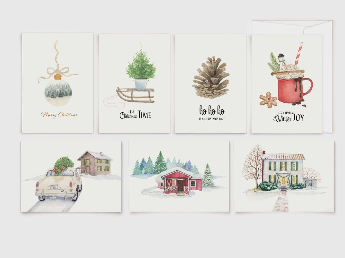 7er Set Weihnachtskarten incl. Briefumschlag