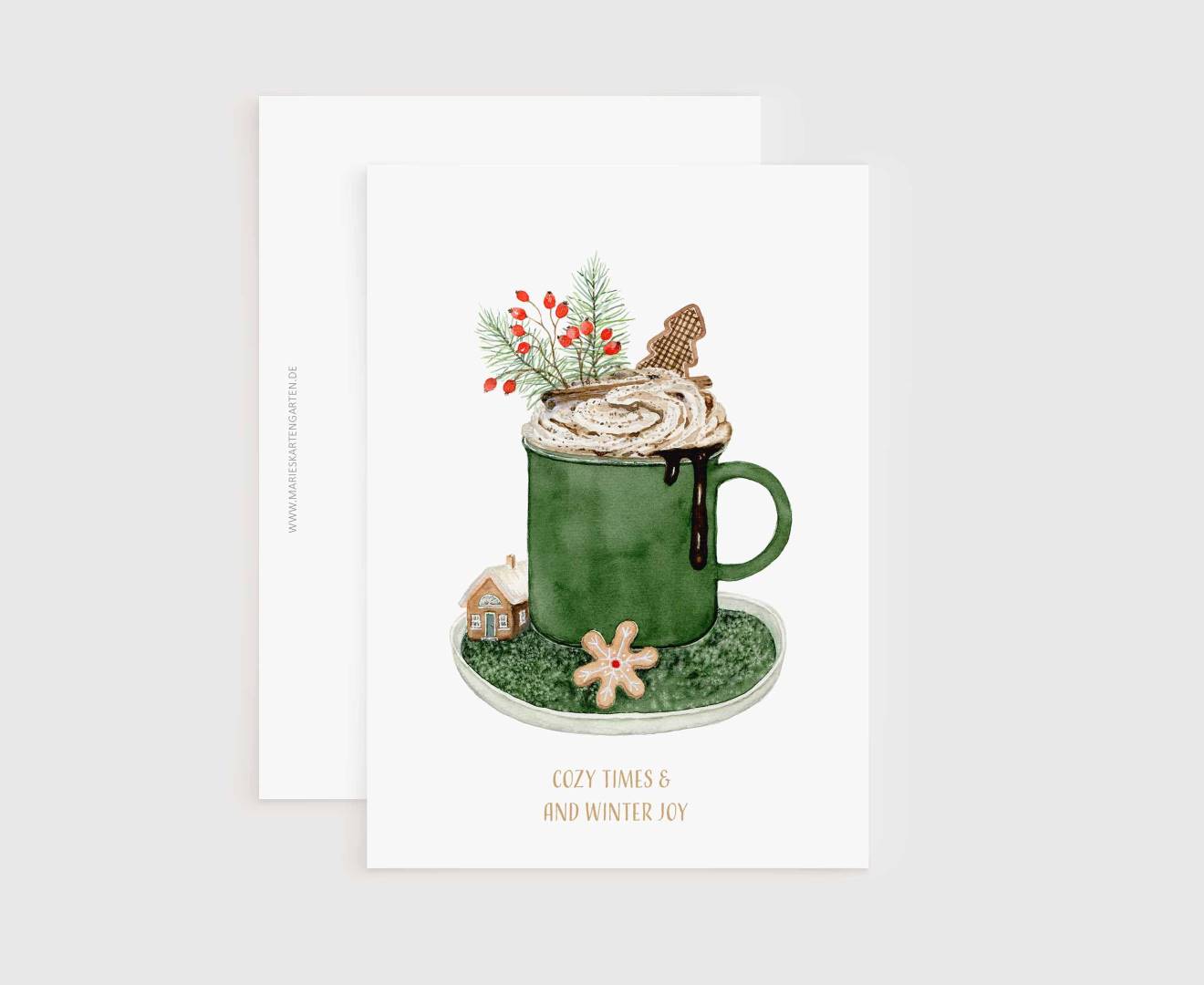 Weihnachtskarten mit Goldfolie incl. Briefumschlag - Cozy Times and Winter Joy