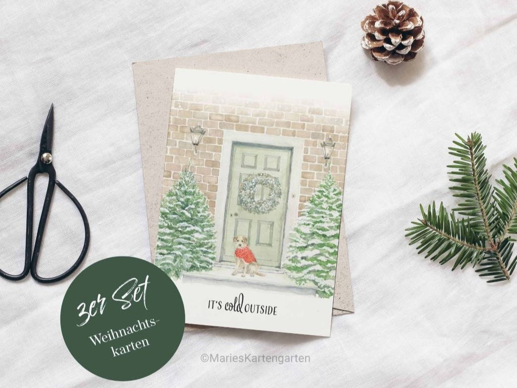 3er Set Weihnachtskarten - it's cold outside