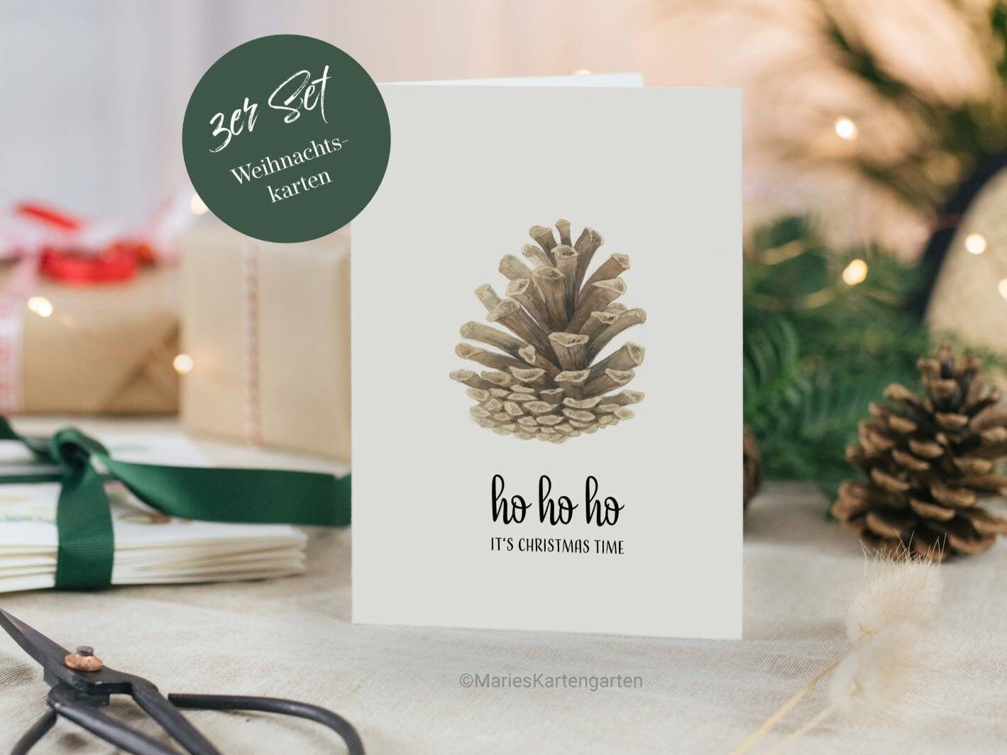 3er Set Weihnachtskarten incl. Briefumschlag - ho ho ho, it's Christmas time