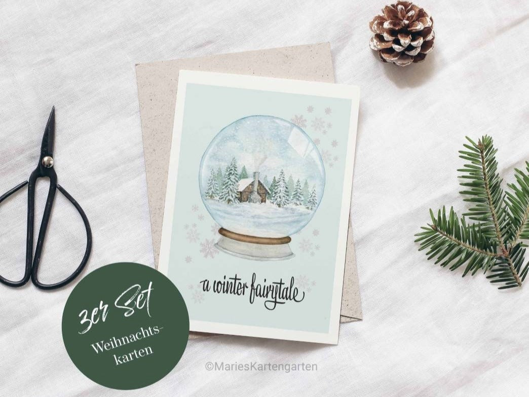 3er Set Weihnachtskarten - a winter fairytale