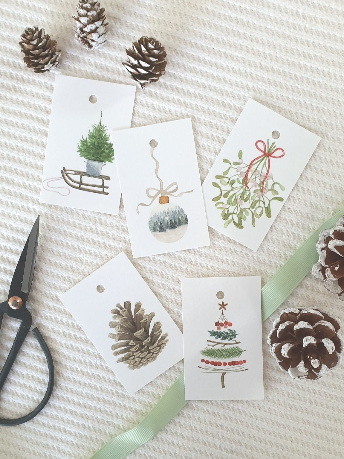 5er Set Geschenkanhänger - Weihnachtsmotive