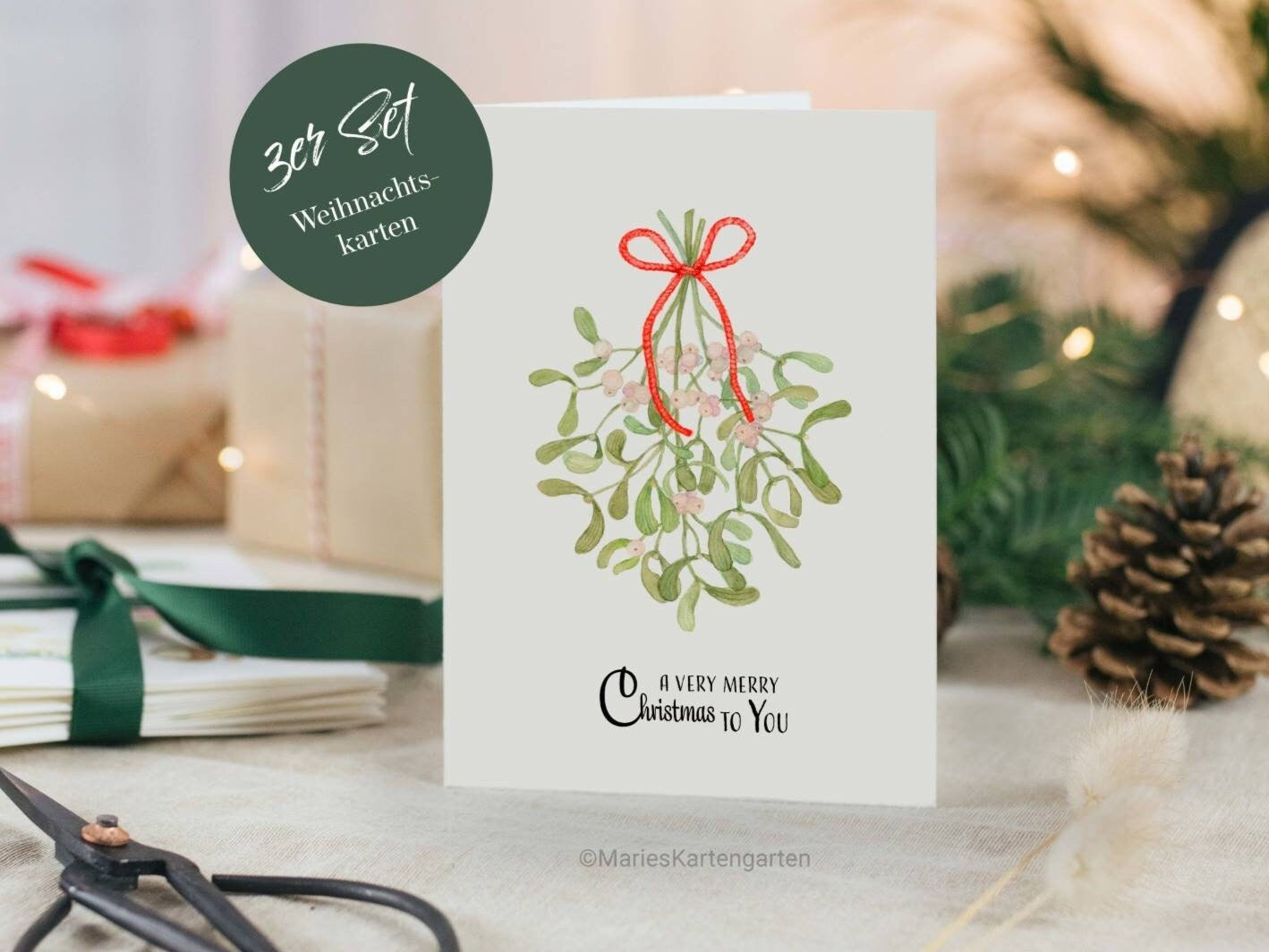 3er Set Weihnachtskarten incl. Briefumschlag - A very merry Christmas to you