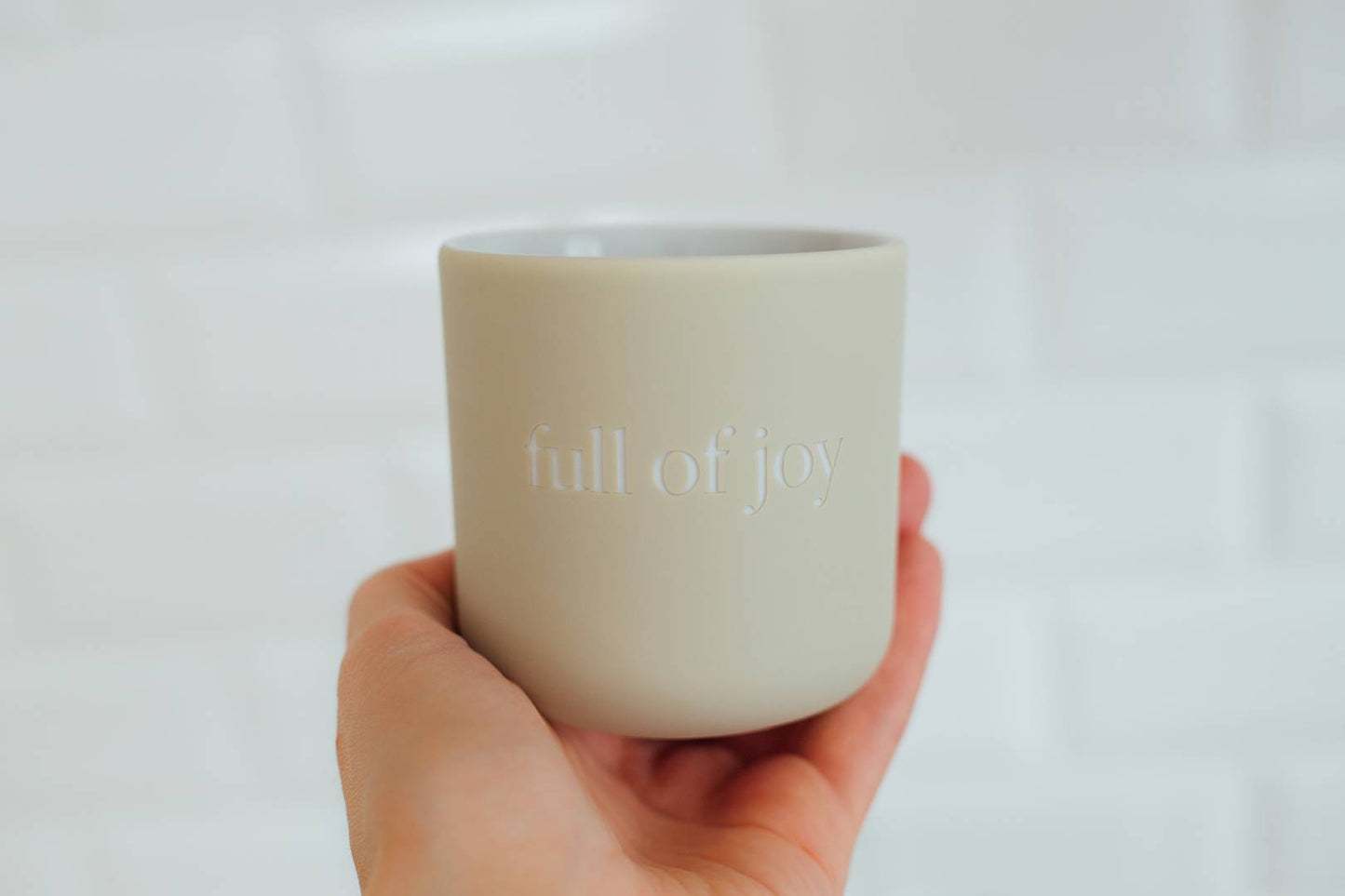 Kaffeebecher - Full of Joy- Sandgrau