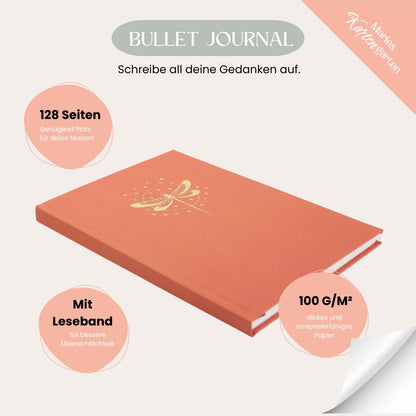 A5 Bullet Journal (Notizbuch) mit goldener Libelle