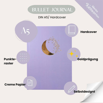 A5 Bullet Journal (Notizbuch) mit goldenem Halbmond