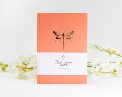 Notizbuch orange mit goldener Libelle