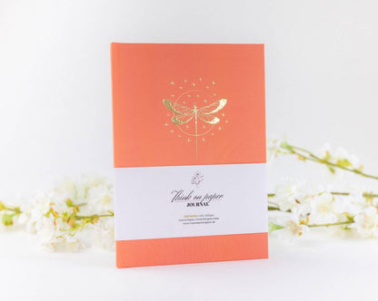 Notizbuch orange mit goldener Libelle