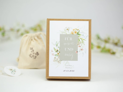 a card with a picture of flowers on it