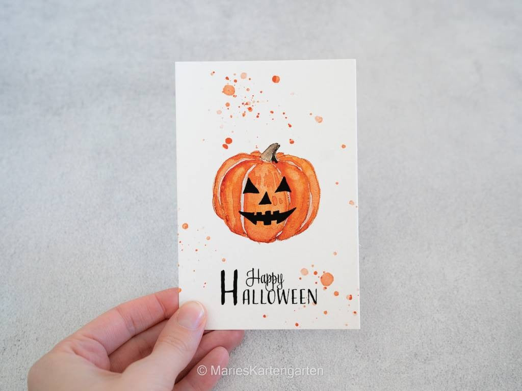 Postkarte - Happy Halloween Kürbis