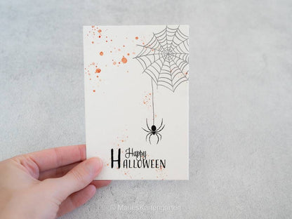 Postkarte  - Happy Halloween Spinne