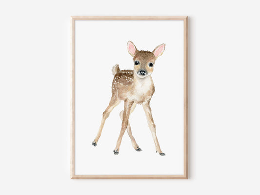 a framed print of a baby deer