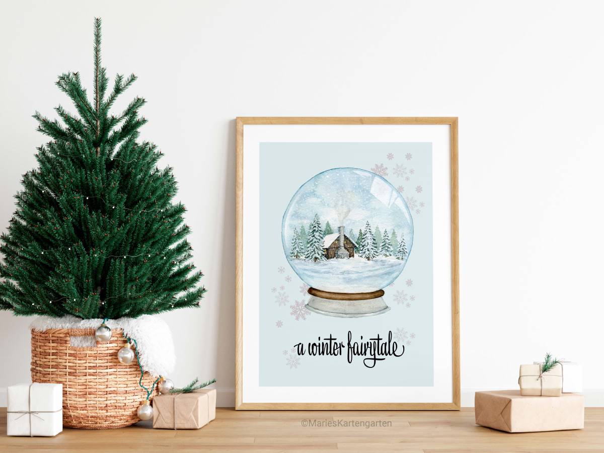 a picture of a snow globe with a house in it
