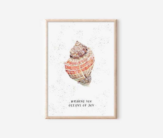 a picture of a seashell with the words wishing you oceans of joy
