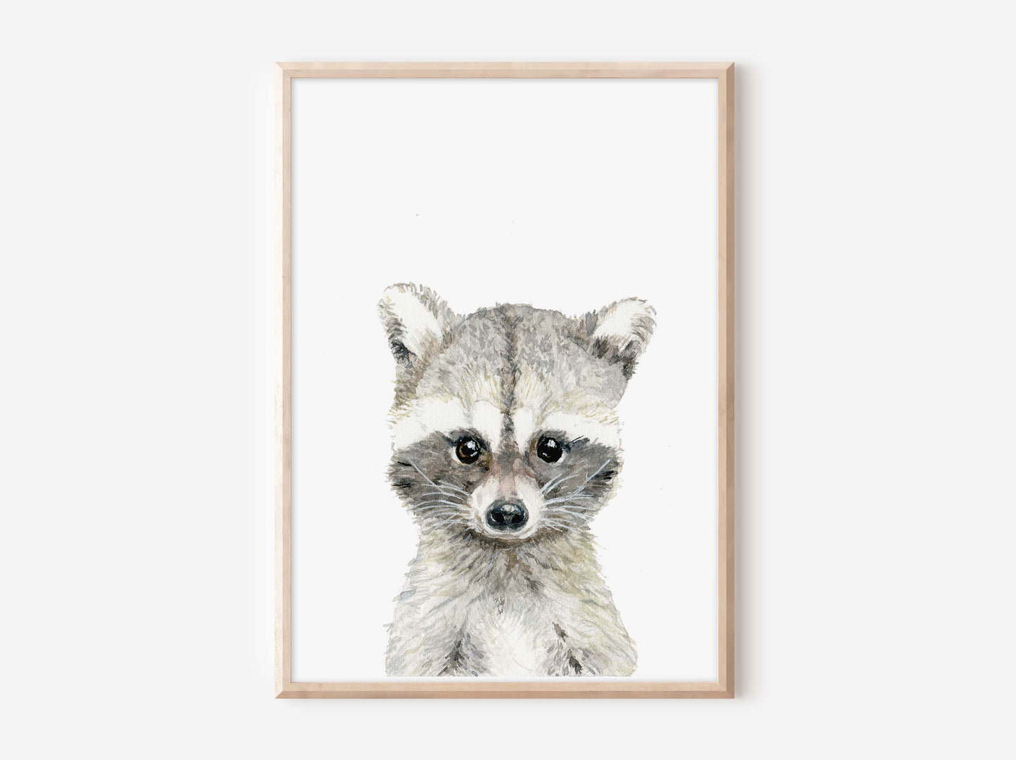 a painting of a raccoon with a white background