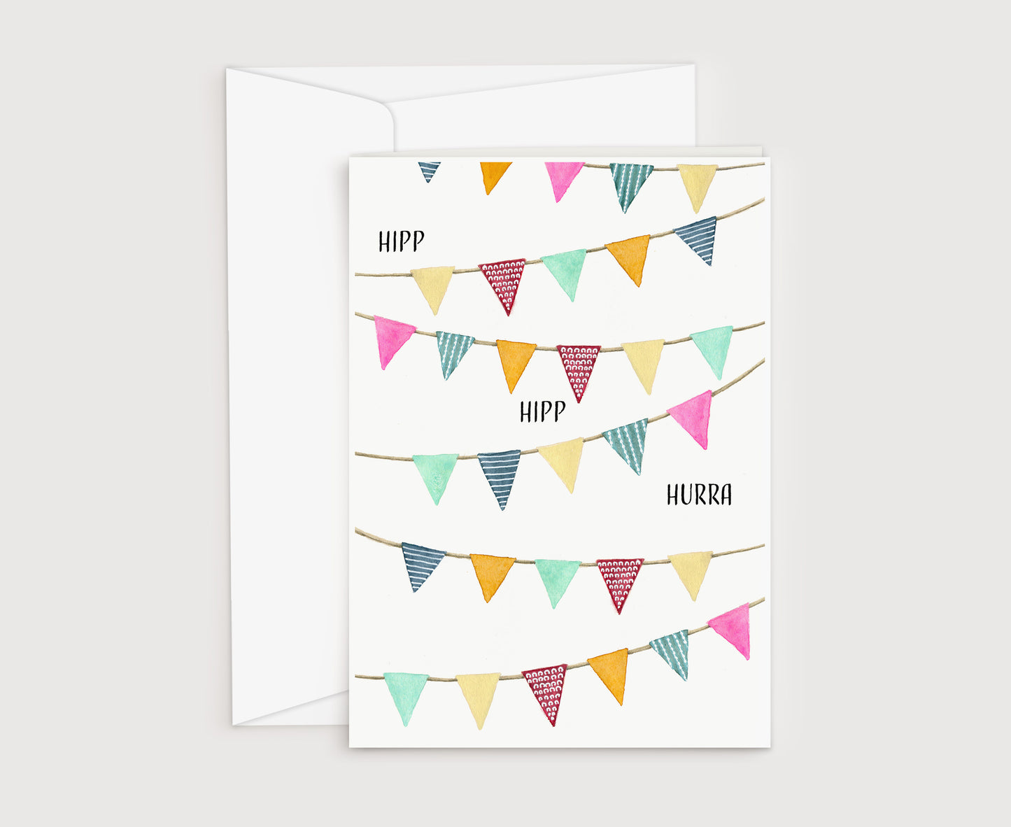 a card with a bunting banner saying happy birthday