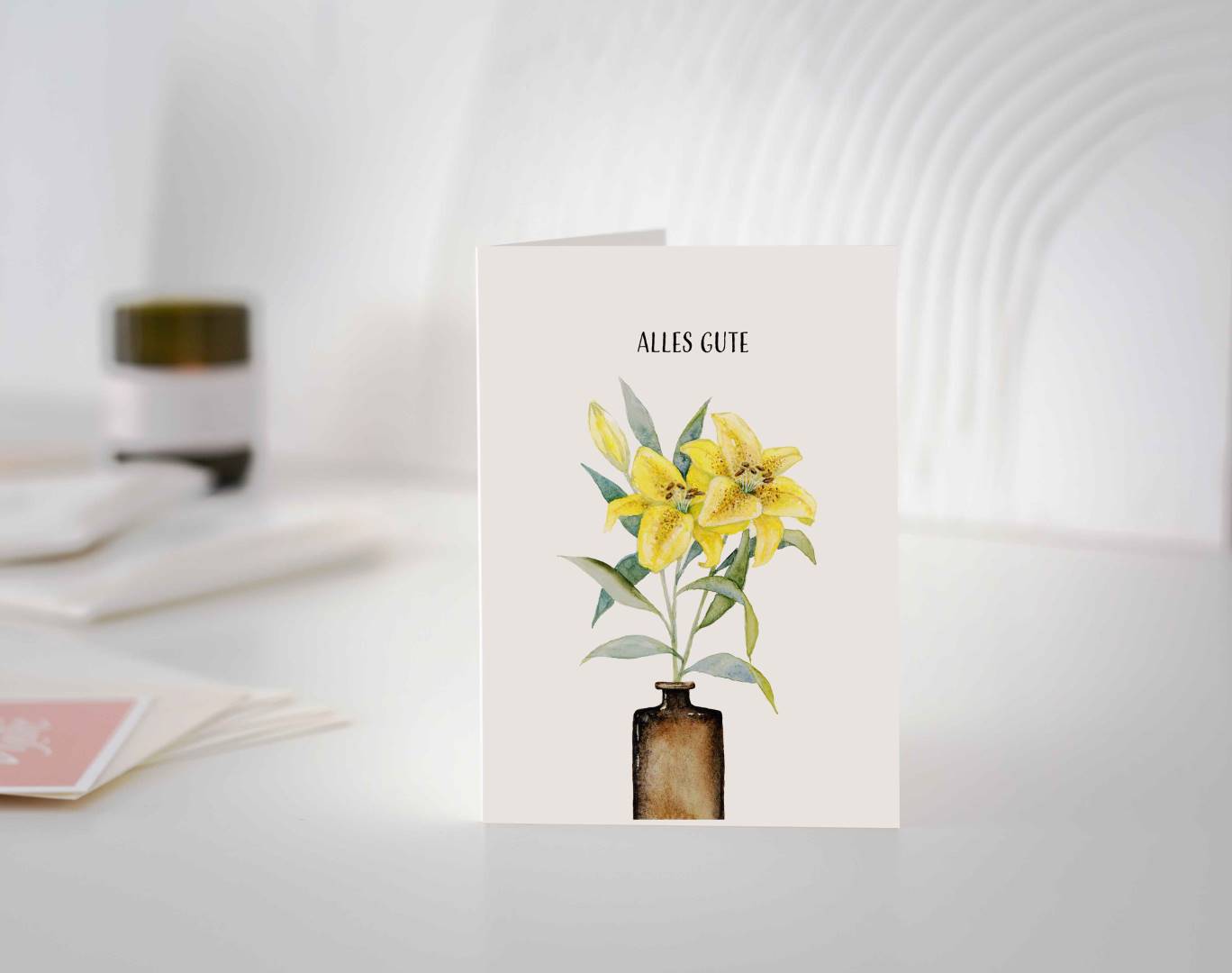 Geburtstagskarte gelbe Blume in einer Vase