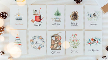 10er Set Weihnachtskarten Klappkarte