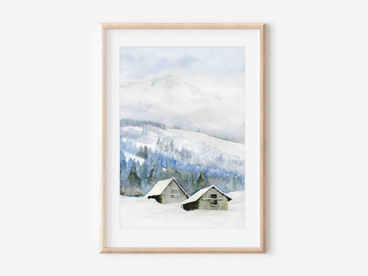 Winterberglandschaft, Fine-Art-Print, Weihnachtsposter