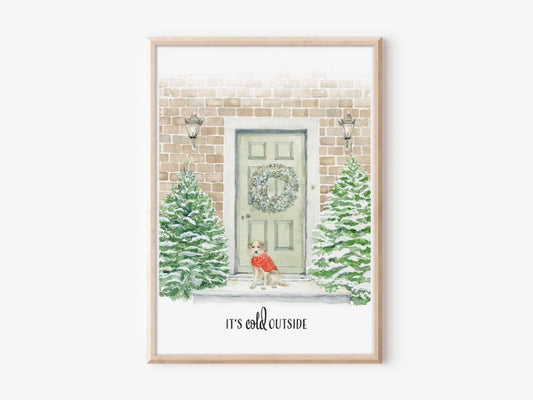 Winterhund, Fine-Art-Print, Weihnachtsposter