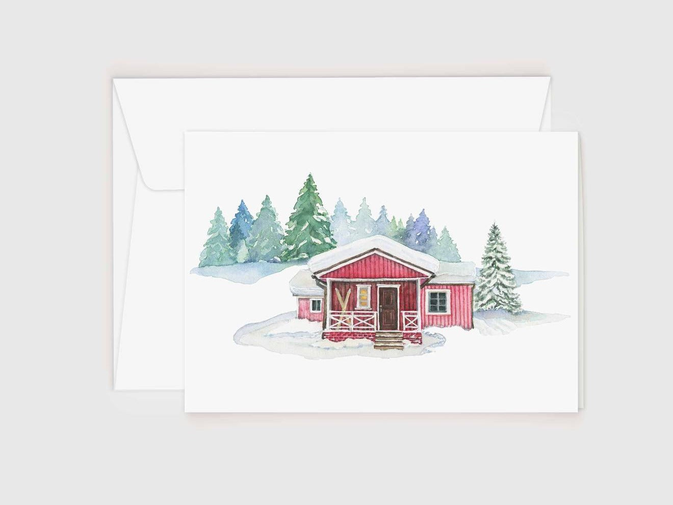 Weihnachtskarten incl. Briefumschlag - Scandinavian Ski Cabin