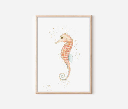 a watercolor painting of a sea horse