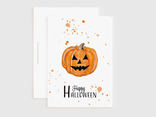 Postkarte - Happy Halloween Kürbis