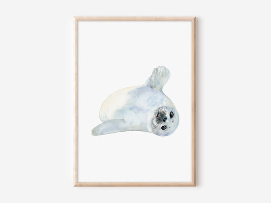 a watercolor painting of a seal on a white background
