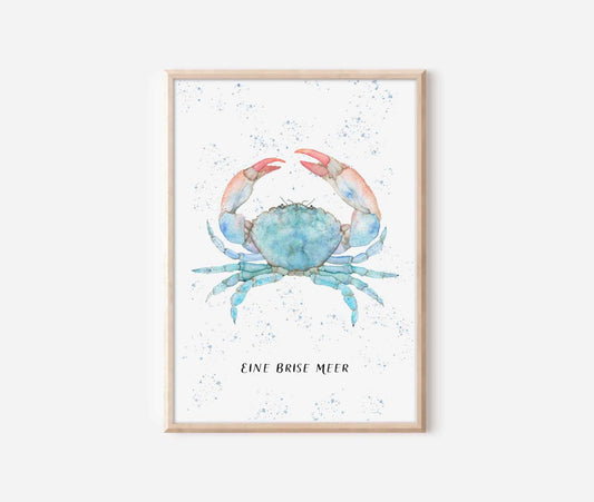 a watercolor painting of two crabs on a white background
