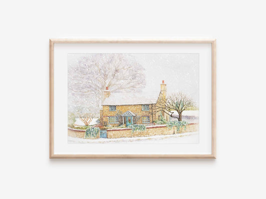 Weihnachtscottage, Fine-Art-Print, Weihnachtsposter