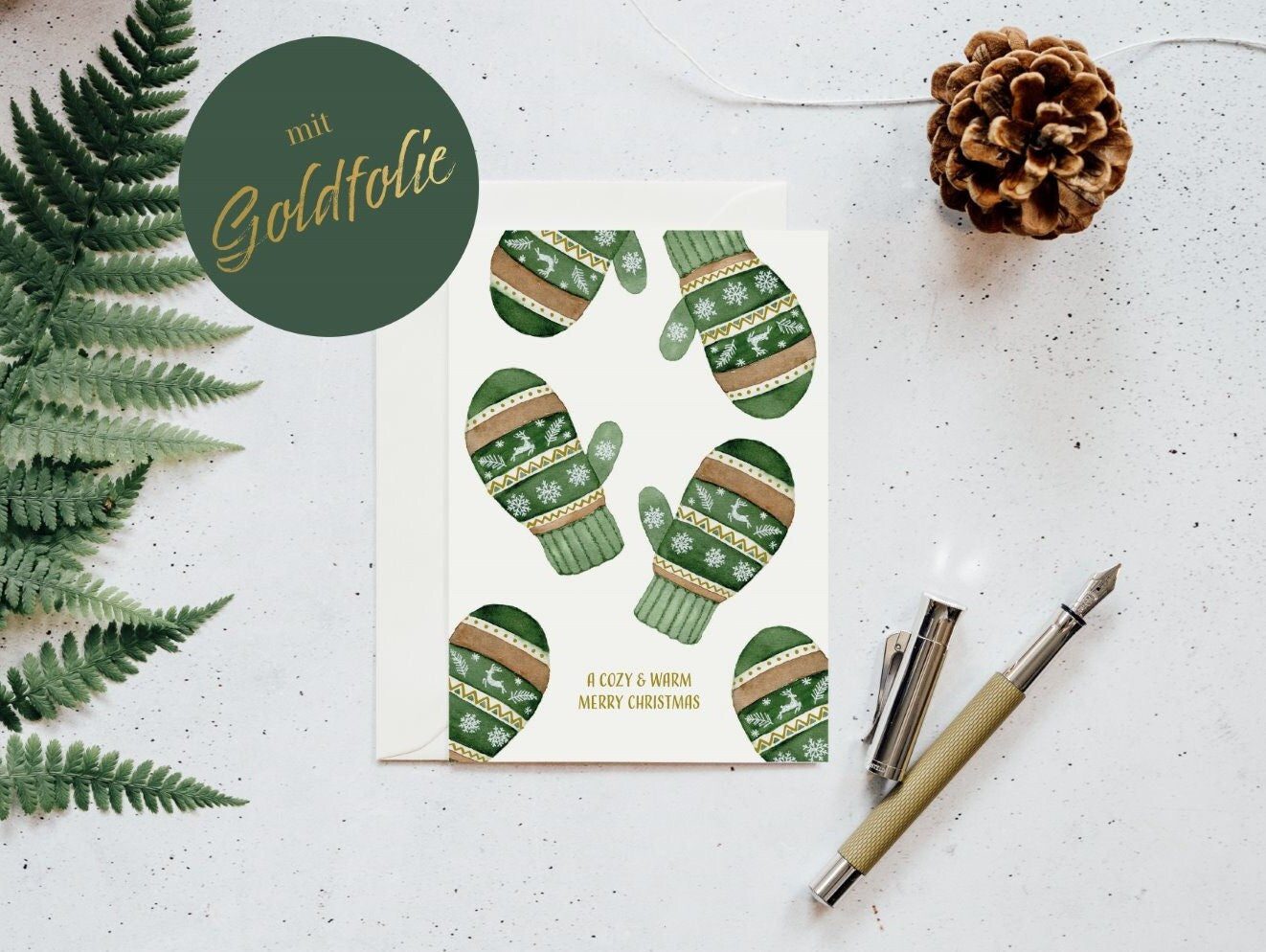 Weihnachtskarten mit Goldfolie incl. Briefumschlag -  A Cozy and Warm Christmas
